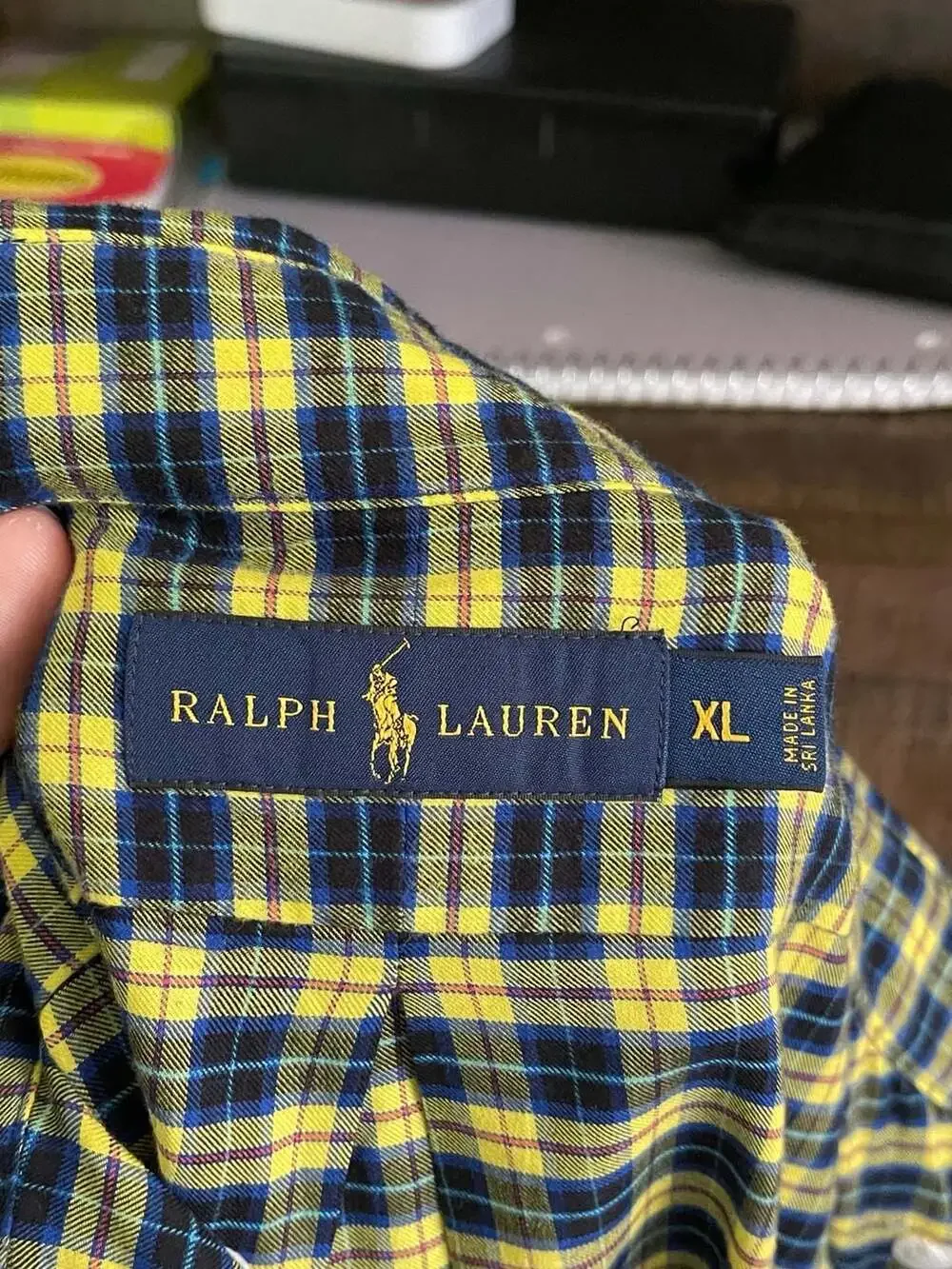 Polo Ralph Lauren Plaid Button Down Shirt Size XL Yellow Blue Long Sleeve